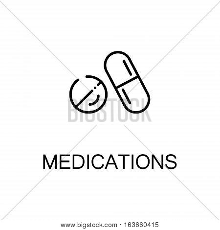 Medications flat icon. High quality outline symbol of medical euipment for web design or mobile app. Thin line signs of medications for design logo, visit card, etc. Outline pictogram of medications