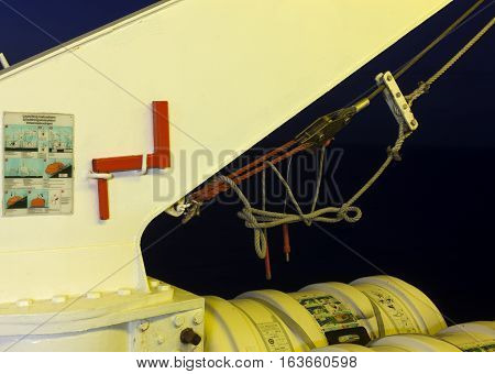 Part Of The Big Ferry, Saving Boat On The Ferry Boat