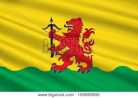Flag of Kronoberg County is a county in southern Sweden. 3d illustration