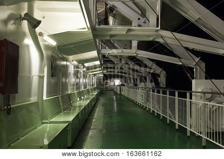 Part Of The Big Ferry, Saving Boat On The Ferry Boat