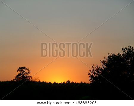 Gradation of gray and orange of the sunset afterglow, Thailand