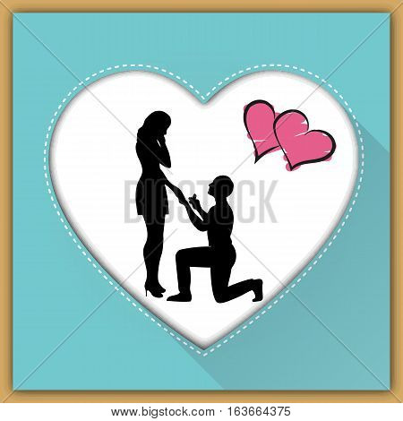 man makes a marriage proposal for a girl. Standing on one knee silhouette.