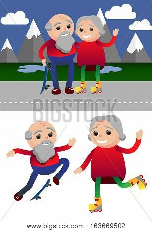 Vector illustration sport healthy and leisure old people activities