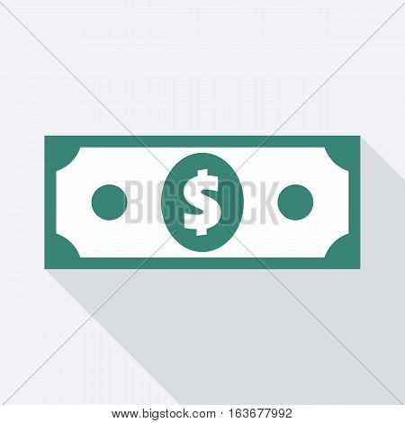 Dollar banknote flat icon. USA currency note symbol. American buck vector pictogram. Greenback stylized eps8 illustration.