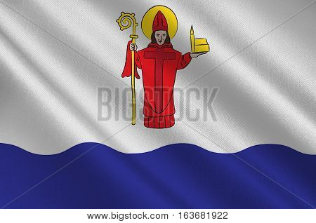 Flag of Vaxjo is a city and the seat of Vaxjo Municipality Kronoberg County Sweden. 3d illustration