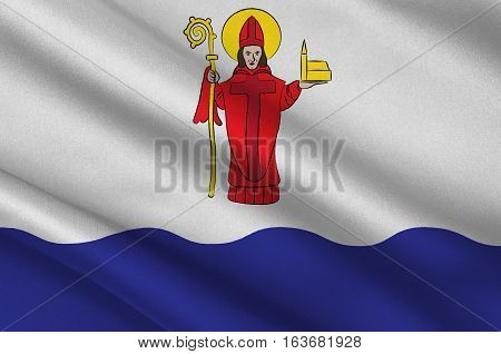 Flag of Vaxjo is a city and the seat of Vaxjo Municipality Kronoberg County Sweden. 3d illustration