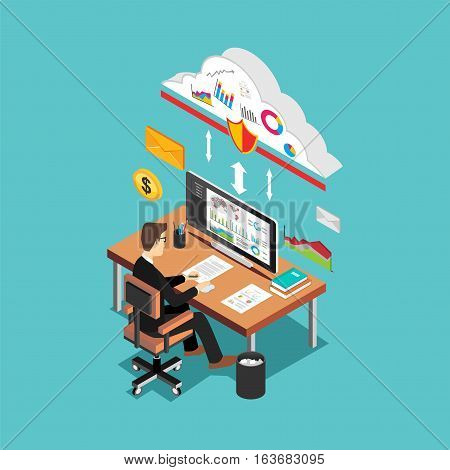 Secure internet access. Cloud service concept illustration.