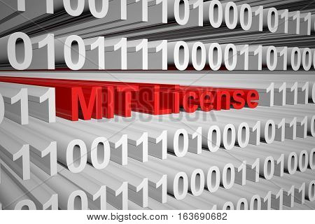 MIT License in the form of binary code, 3D illustration