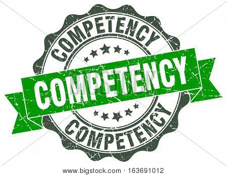 competency. stamp. sign. seal. round. retro. ribbon