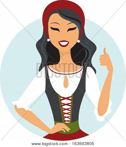 South european girl in folk traditional costume