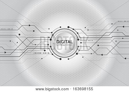 Hi-tech computer digital technology. Abstract technology communication concept. Background with various technological elements. Vector eps10