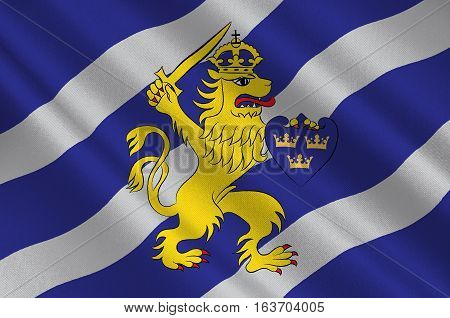Flag of Gothenburg is the second-largest city in Sweden. 3d illustration