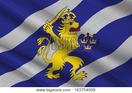 Flag of Gothenburg is the second-largest city in Sweden. 3d illustration