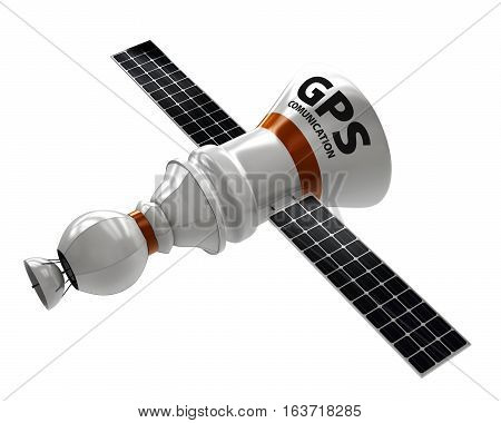 Gps Satellite. Flat 3D Illustration. Wireless Satellite Technology. World Global Net.