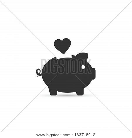 Piggy bank with heart vector isolated love illustration.