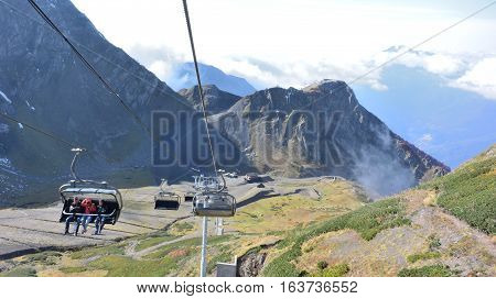 SOCHI, RUSSIA - OCTOBER 7, 2016: View of the ridge Psekhako Sochi Russia