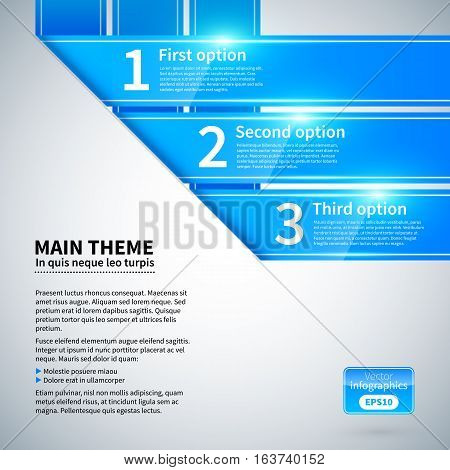 Three glossy ribbons with different options. Useful for presentations or charts.