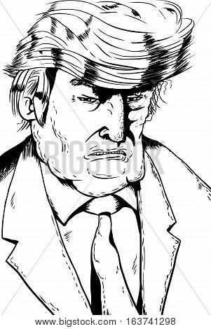 Angry Trump Cariacture Outline