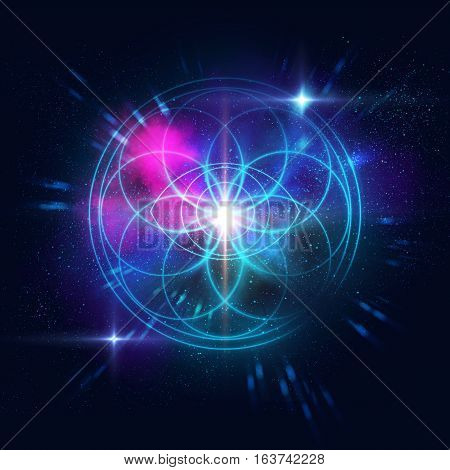 Sacred Geometry Symbols And Elements Background. Alchemy, Religion, Philosophy,