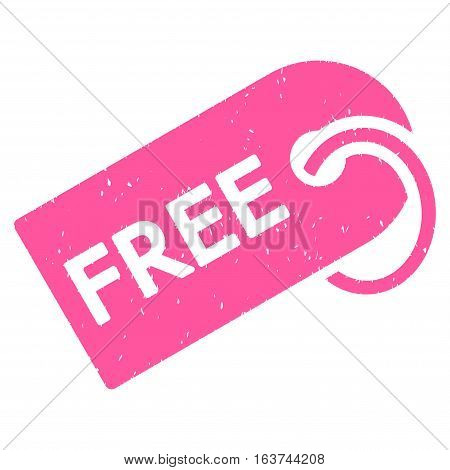 Free Tag grainy textured icon for overlay watermark stamps. Flat symbol with dirty texture. Dotted vector pink ink rubber seal stamp with grunge design on a white background.