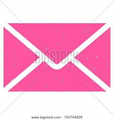 Mail Envelope grainy textured icon for overlay watermark stamps. Flat symbol with scratched texture. Dotted vector pink ink rubber seal stamp with grunge design on a white background.