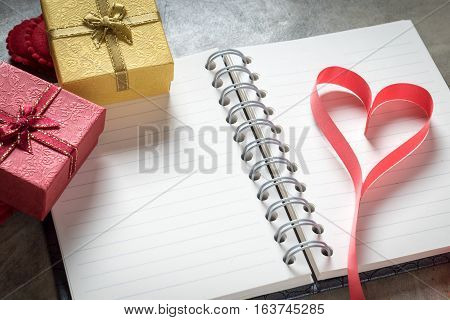 Valentine Day Background,red Heart With Notebook Paper Red White Rose