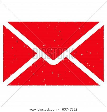 Mail Envelope grainy textured icon for overlay watermark stamps. Flat symbol with scratched texture. Dotted vector red ink rubber seal stamp with grunge design on a white background.