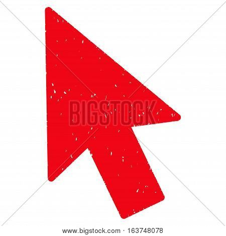 Mouse Cursor grainy textured icon for overlay watermark stamps. Flat symbol with scratched texture. Dotted vector red ink rubber seal stamp with grunge design on a white background.