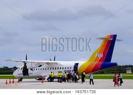 Tongatapu, Tonga - November 10: Fiji Airways Airplane At Fua'amotu International Airport On November