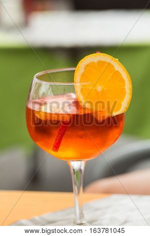 Traditional Spritz aperitif in a bar in Italy