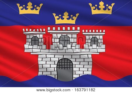 Flag of Jonkoping County is a county in southern Sweden. 3d illustration