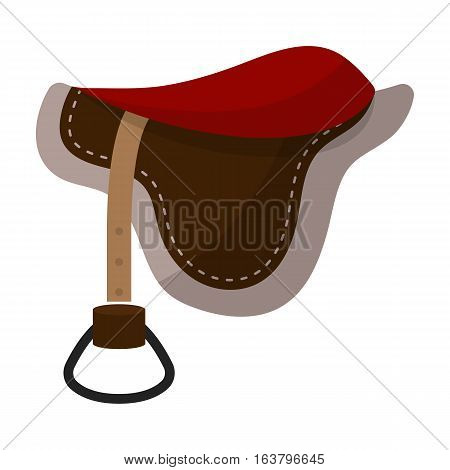 Saddle icon in cartoon design isolated on white background. Hippodrome and horse symbol stock vector illustration.