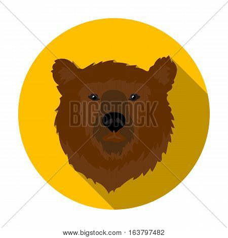 Brown bear muzzle icon in flat design isolated on white background. Russian country symbol stock vector illustration.