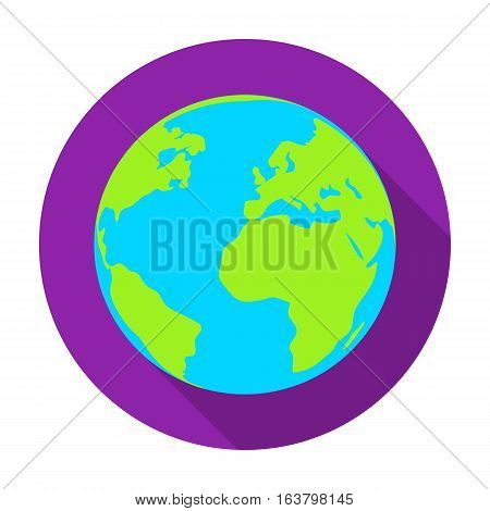 Earth icon in flat design isolated on white background. Bio and ecology symbol stock vector illustration.