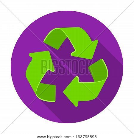 Green recycling sign icon in flat design isolated on white background. Bio and ecology symbol stock vector illustration.