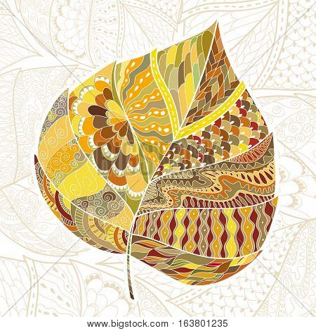 Leaf doodle. Vector autumn doodles backgraund for cards. Hand drawn artwork.