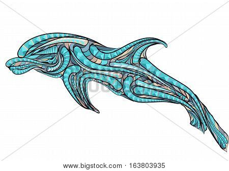 ethnic bottlenose dolphin. silhouette of animal isolated on white