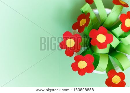 Paper kreativity flowers. Children's gift for mother's day. bouquet for mom