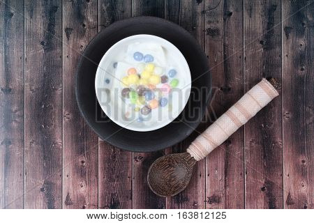 Colorful Dumplings In Coconut Cream, Bua Loi Khai Waan.