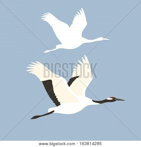 Crane vector illustration style Flat set silhouette