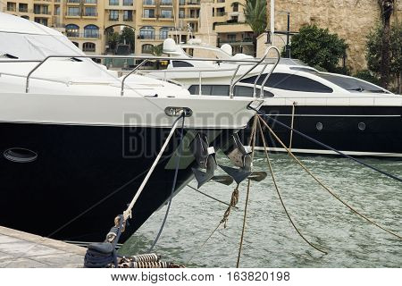Super yachts moored at Portomaso Marina, St Julian, Malta