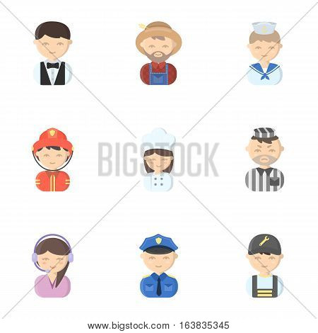 Profession set icons in cartoon style. Big collection of profession vector symbol stock