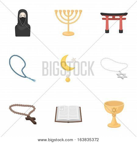 Religion set icons in cartoon style. Big collection of religion vector symbol stock