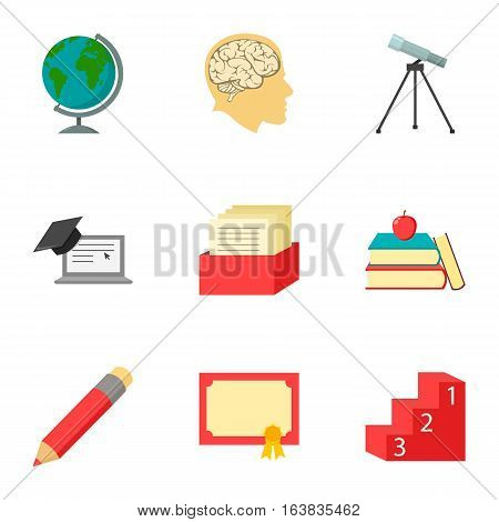 School set icons in cartoon style. Big collection of school vector symbol stock