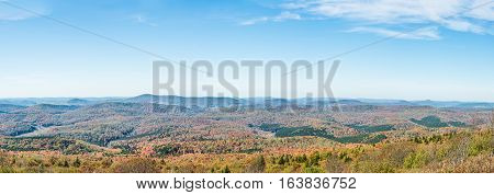 Panorama of Appalachian mountain valley in West Virginia from Spruce Knob