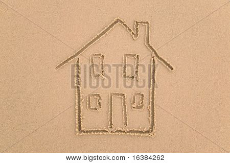 Dibujo de una casa de arena.