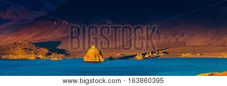 Tufa Formation At Pyramid Lake, Nevada, The Lakes Namesake. Sunset.