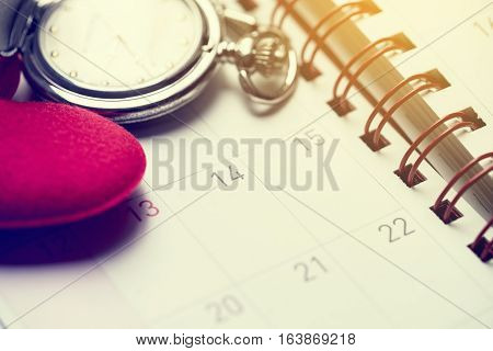 Valentines day theme and concept with calendar