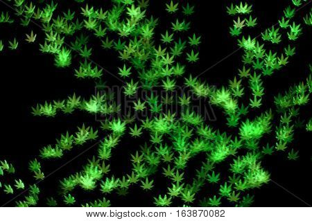 Bokeh background of Cannabis or Marijuana leaves