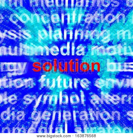 Solution Word Showing Success Acheivement 3D Rendering